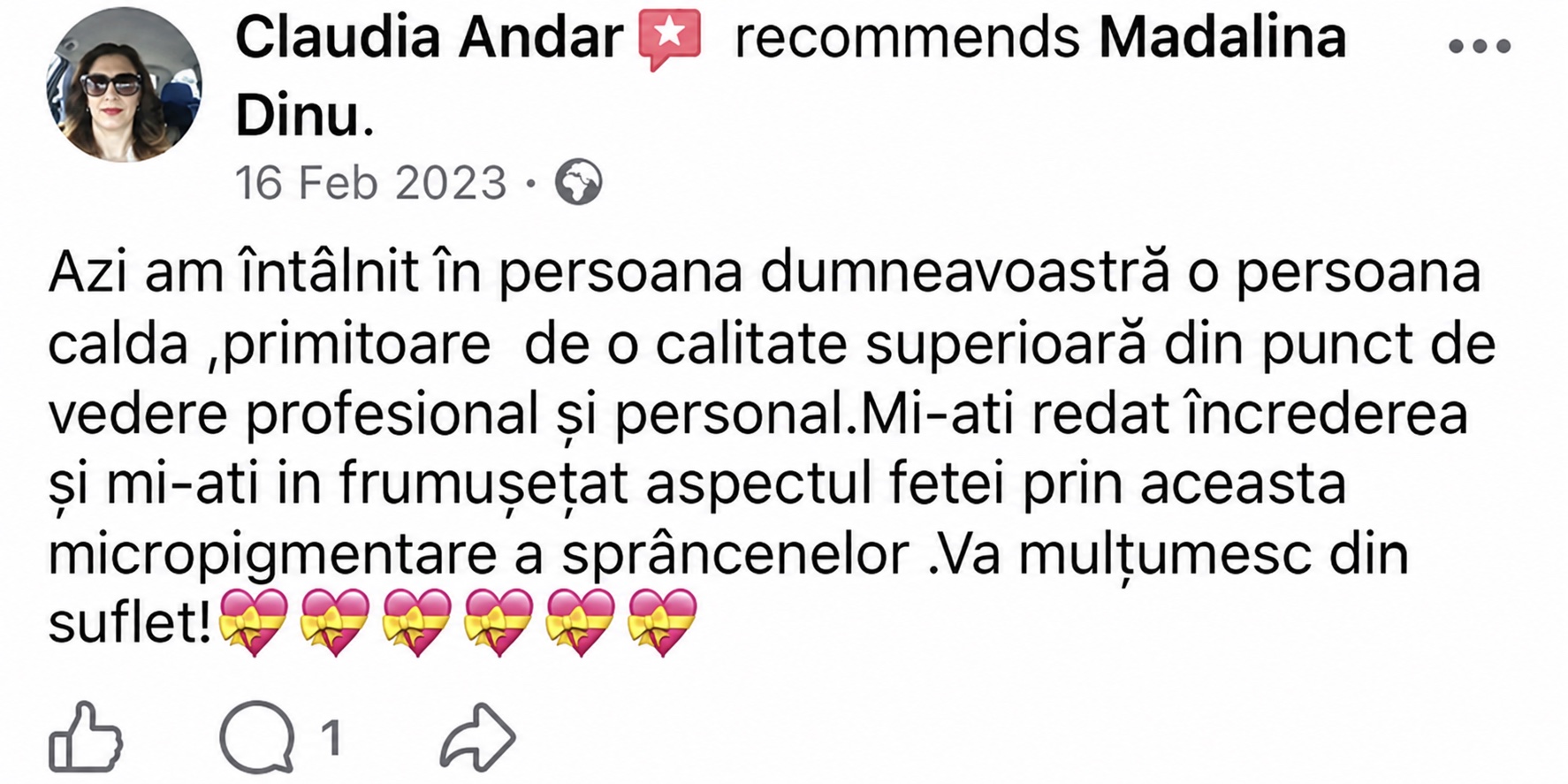 Recomandare reală de la Claudia Andar